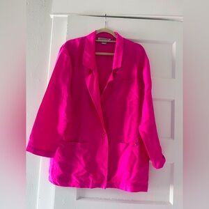 VINTAGE 1980s 100% SILK OVERSIZED PINK BLAZER